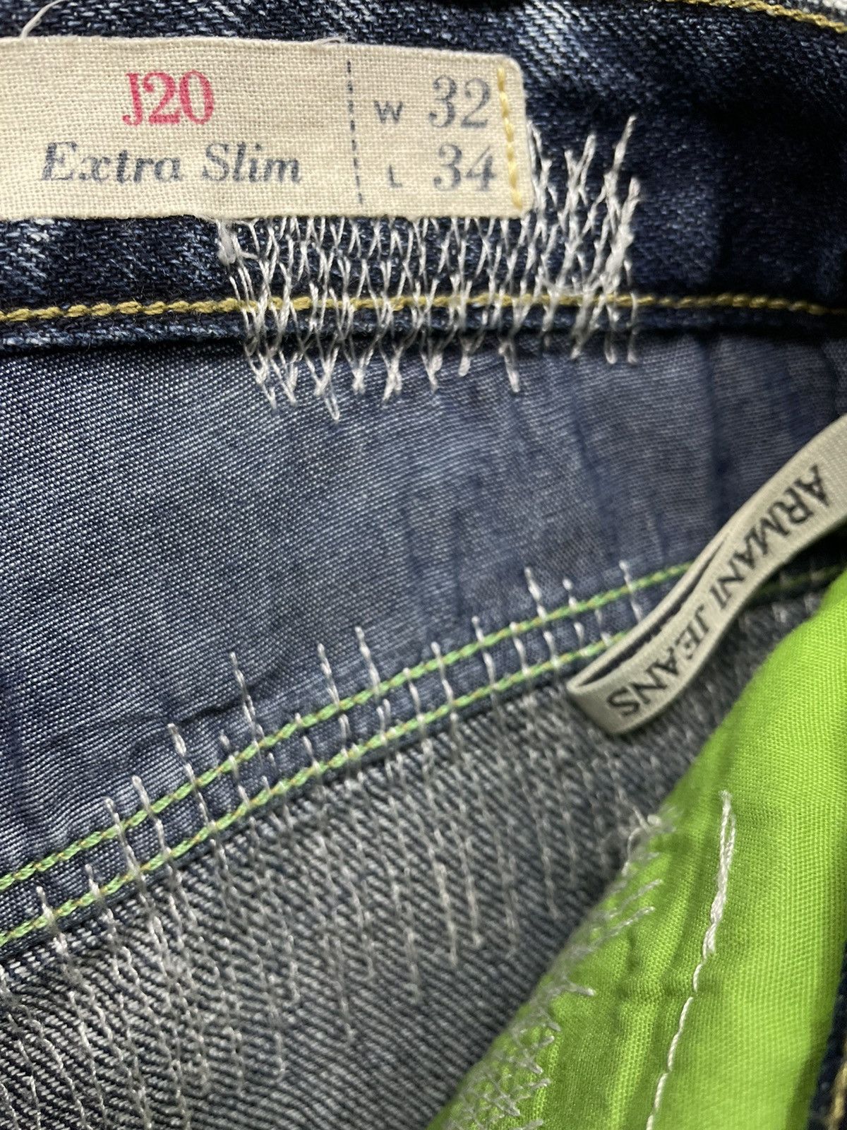 Giorgio Armani ARMANI Limited Edition Green Selvedge Ripped Design Denim Size US 31 - 13 Thumbnail