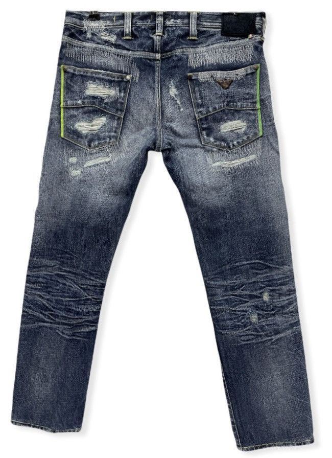Giorgio Armani ARMANI Limited Edition Green Selvedge Ripped Design Denim Size US 31 - 4 Thumbnail