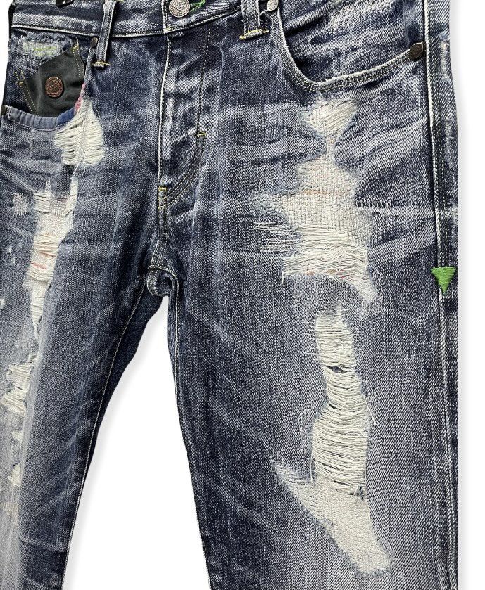 Giorgio Armani ARMANI Limited Edition Green Selvedge Ripped Design Denim Size US 31 - 1 Thumbnail