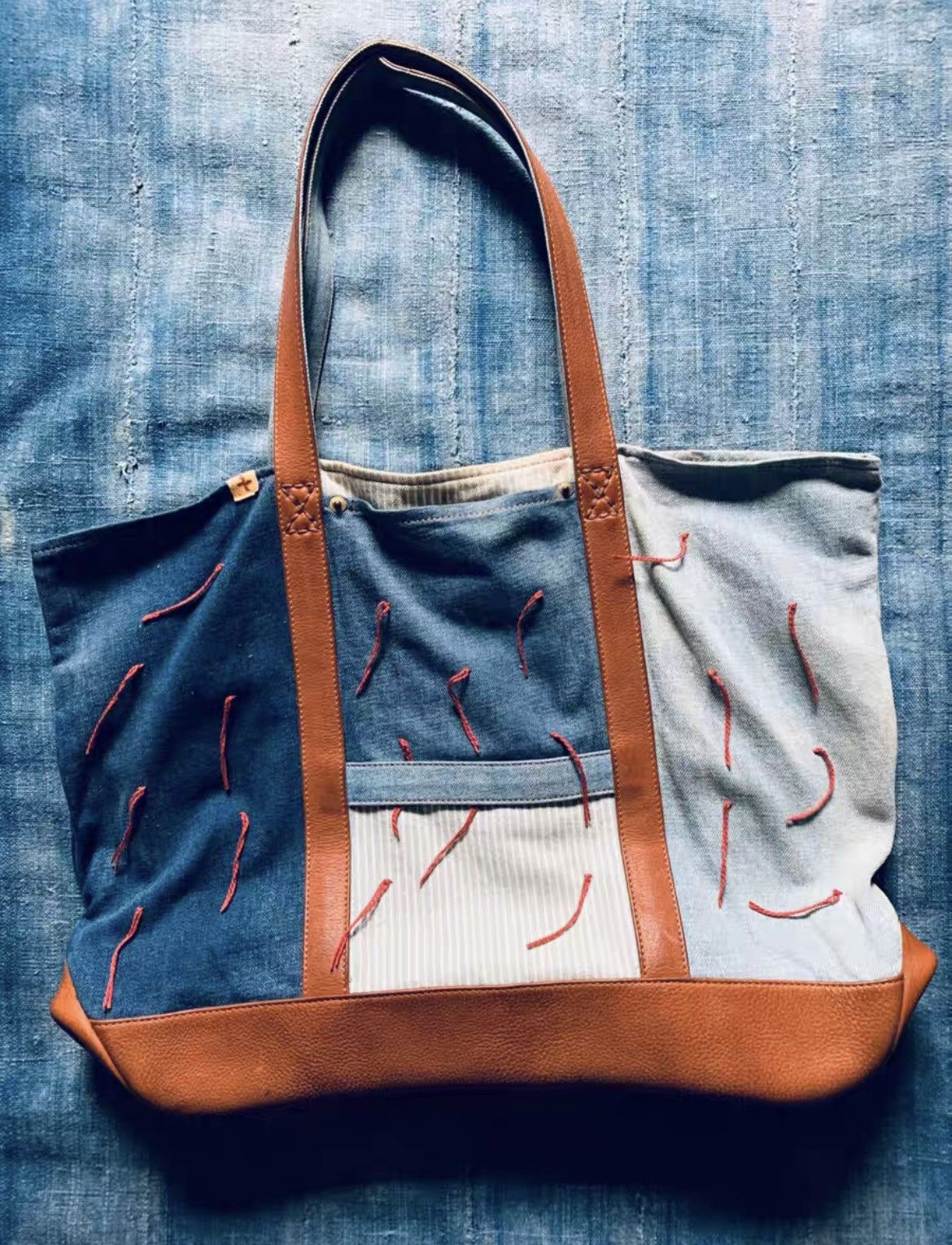 image of Visvim Denim P.w. Homer Tote 2 in Blue, Men's