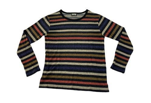 image of Vintage Hype Ppfm Striped Colour Block Long-Sleeve Tee T Shirt in See The Colour, Women's (Size Sma