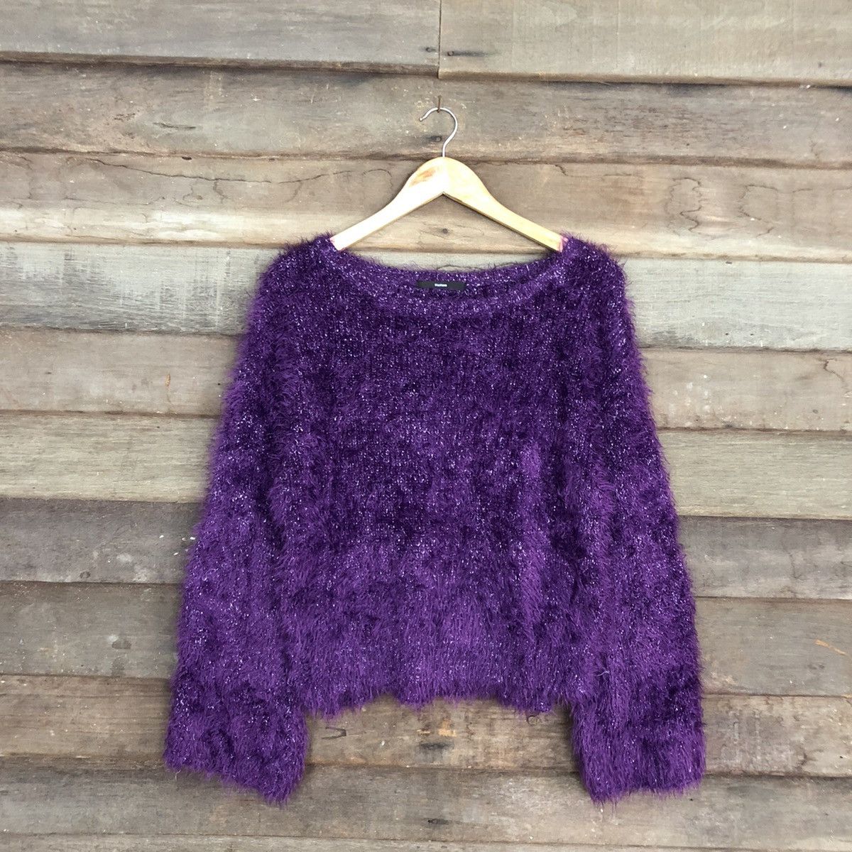 Japanese Brand DL Kastane Purple Mohair fur fleece Shaggy Knitwear #c1098 Size M / US 6-8 / IT 42-44 - 3 Thumbnail