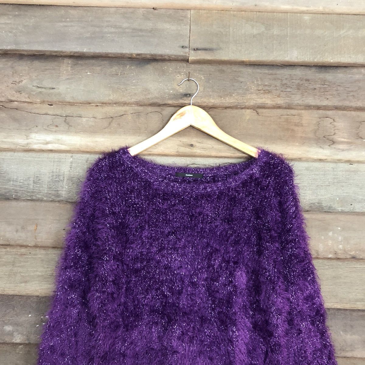 Japanese Brand DL Kastane Purple Mohair fur fleece Shaggy Knitwear #c1098 Size M / US 6-8 / IT 42-44 - 9 Thumbnail