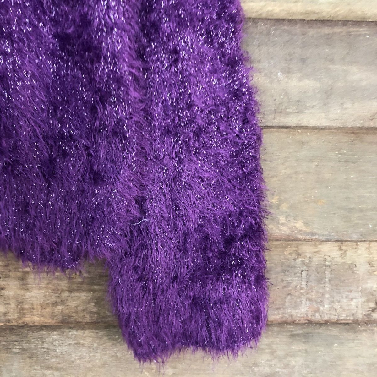 Japanese Brand DL Kastane Purple Mohair fur fleece Shaggy Knitwear #c1098 Size M / US 6-8 / IT 42-44 - 4 Thumbnail