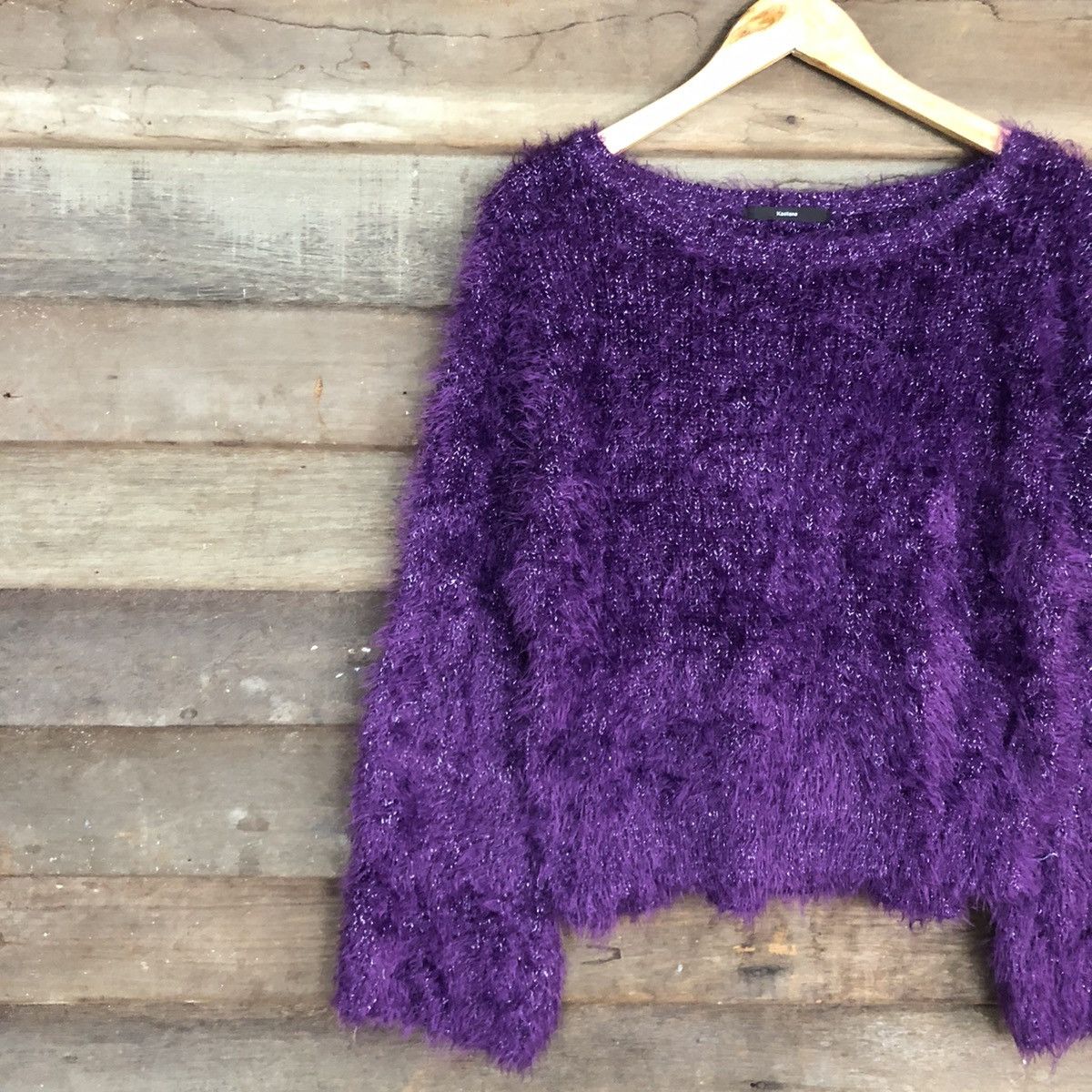 Japanese Brand DL Kastane Purple Mohair fur fleece Shaggy Knitwear #c1098 Size M / US 6-8 / IT 42-44 - 7 Thumbnail