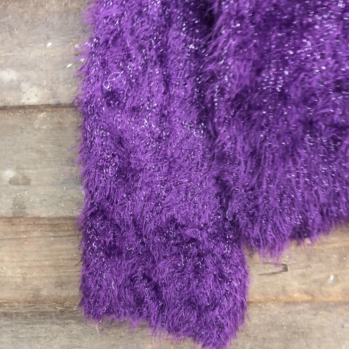 Japanese Brand DL Kastane Purple Mohair fur fleece Shaggy Knitwear #c1098 Size M / US 6-8 / IT 42-44 - 6 Thumbnail