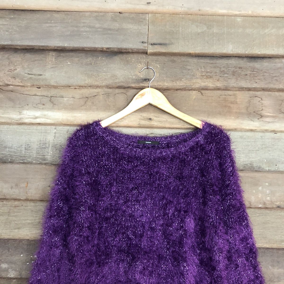 Japanese Brand DL Kastane Purple Mohair fur fleece Shaggy Knitwear #c1098 Size M / US 6-8 / IT 42-44 - 2 Thumbnail