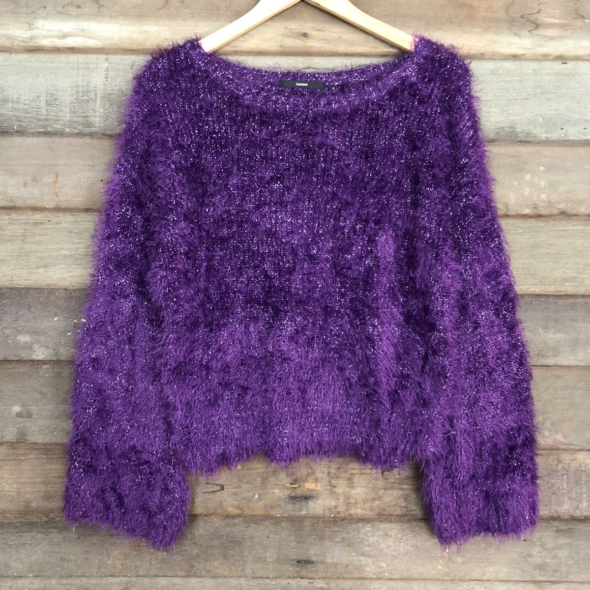 Japanese Brand DL Kastane Purple Mohair fur fleece Shaggy Knitwear #c1098 Size M / US 6-8 / IT 42-44 - 8 Thumbnail
