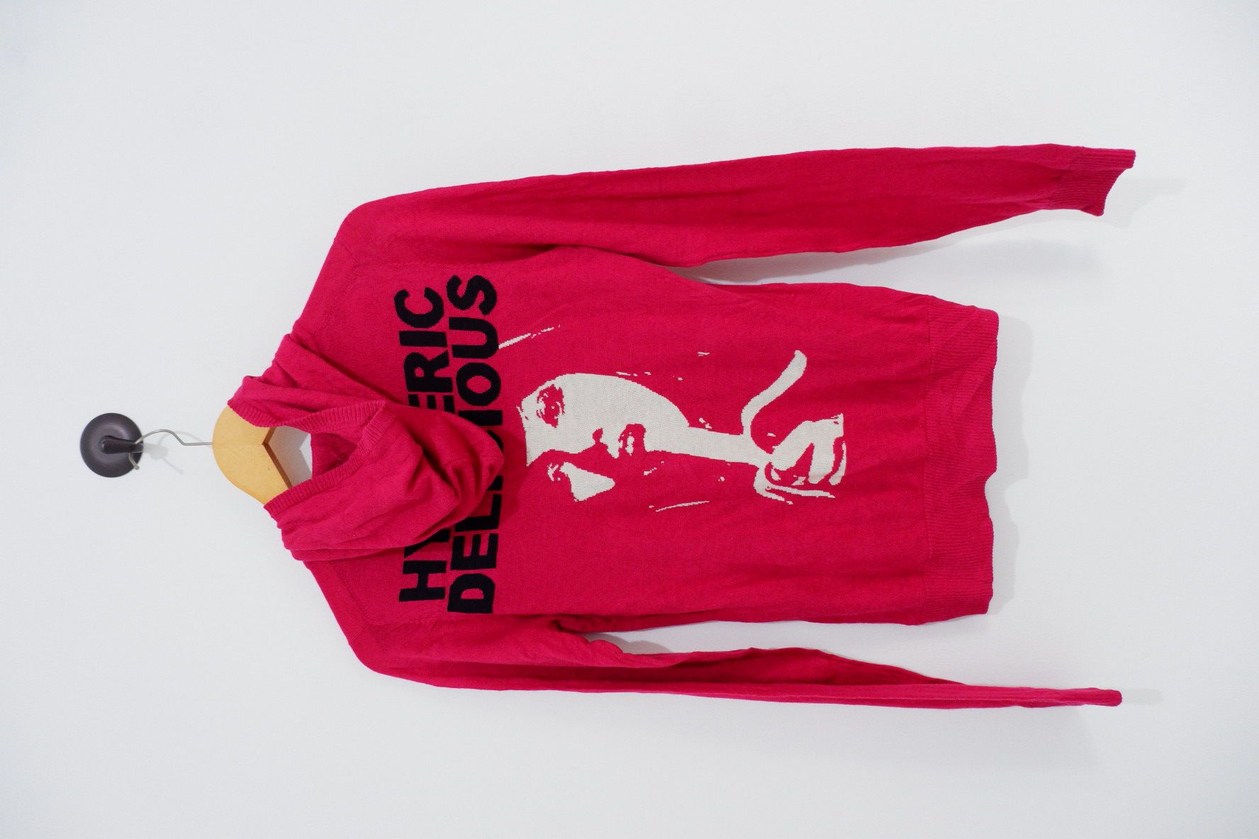 Image of Hysteric Glamour Vintage Hysteric Delicious Girl Knitted Hoodie in Red, Men's (Size Medium)