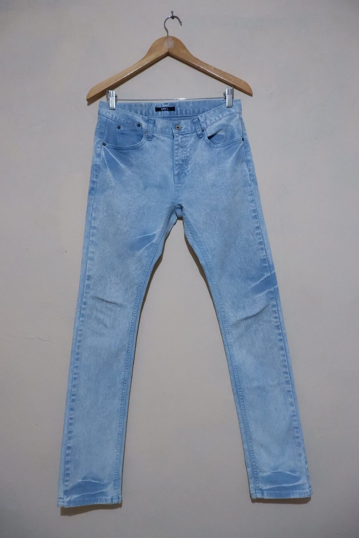 image of Hysteric Glamour Overdye Blue Jeans in Pigment Dyed Icy Blue, Men's (Size 30)