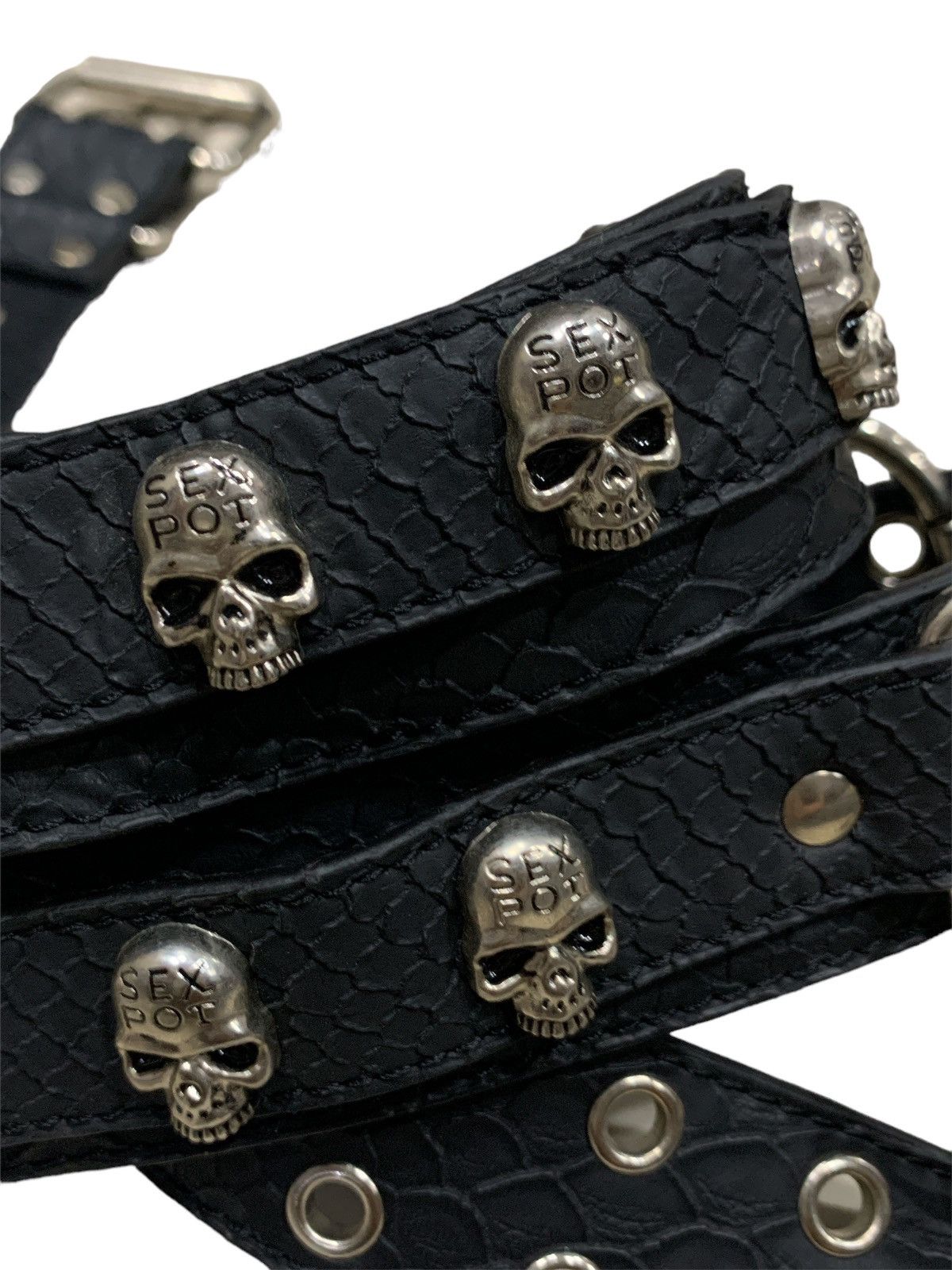 Japanese Brand SEX POT REVENGE SKULLS STUDDED RINGS PUNK BELT Size 36 - 5 Thumbnail