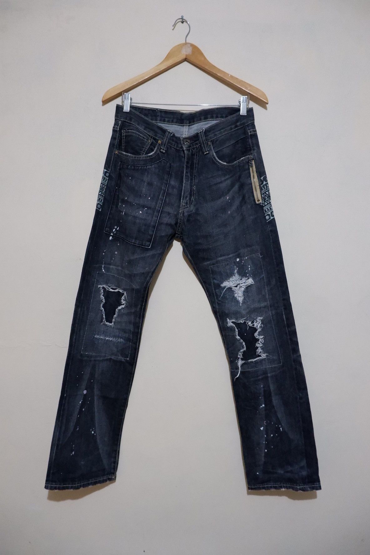 If Six Was Nine Vintage Zunis Distressed Ripped Selvedge Denim Size US 30 / EU 46 - 1 Thumbnail