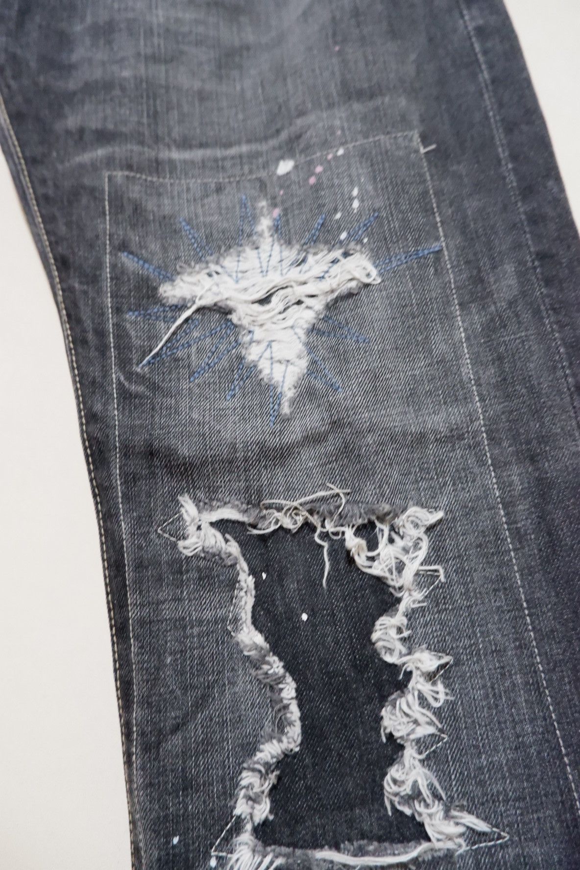 If Six Was Nine Vintage Zunis Distressed Ripped Selvedge Denim Size US 30 / EU 46 - 3 Thumbnail