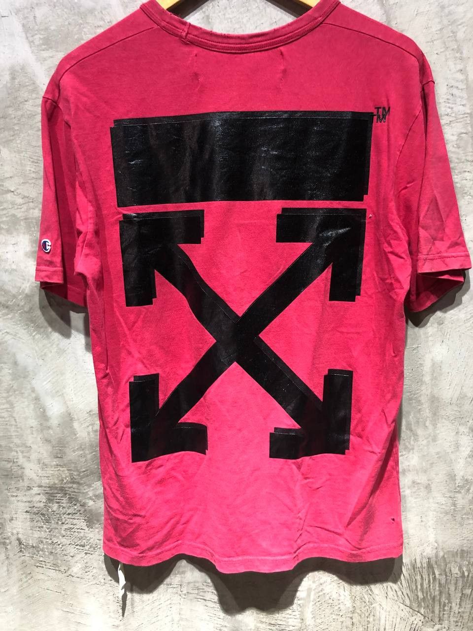 image of Off-White X Champion Double Arrows Tee in Red, Men's (Size Large)