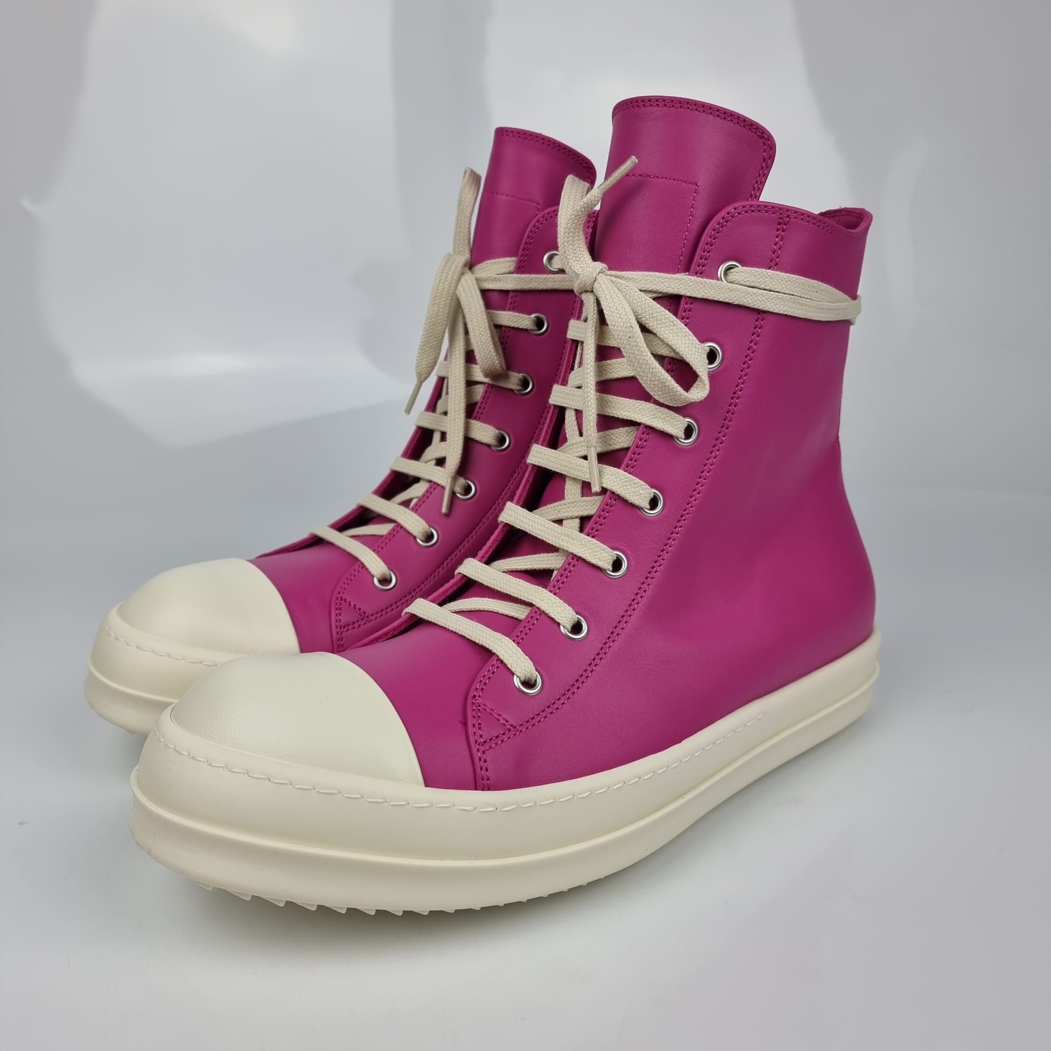 Rick Owens Rick Owens Ramones Leather Hot Pink High Top Sneakers New 43 ...