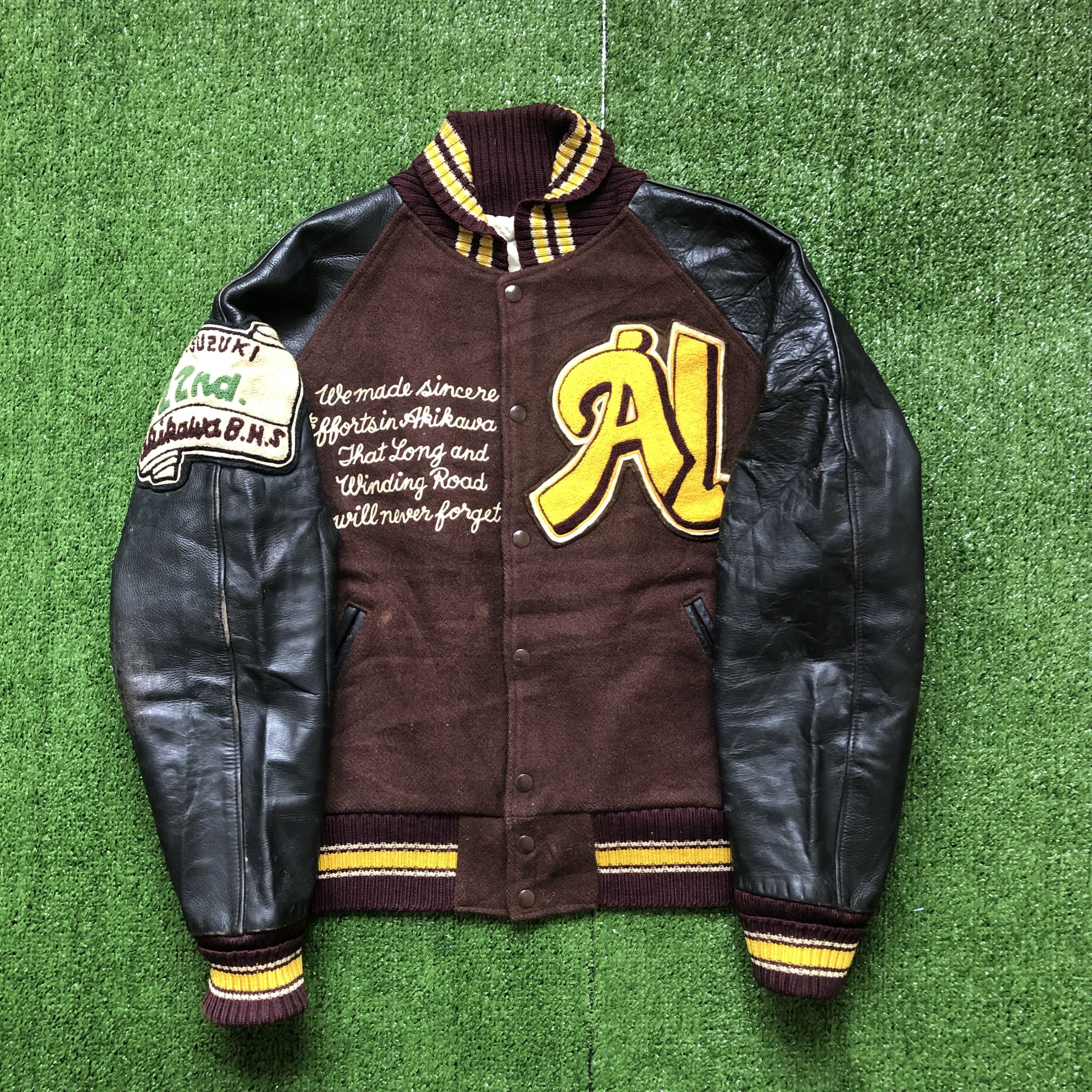 Vintage Vintage AI Leather Sleeves Letterman Varsity Jacket Size US M / EU 48-50 / 2 - 1 Thumbnail
