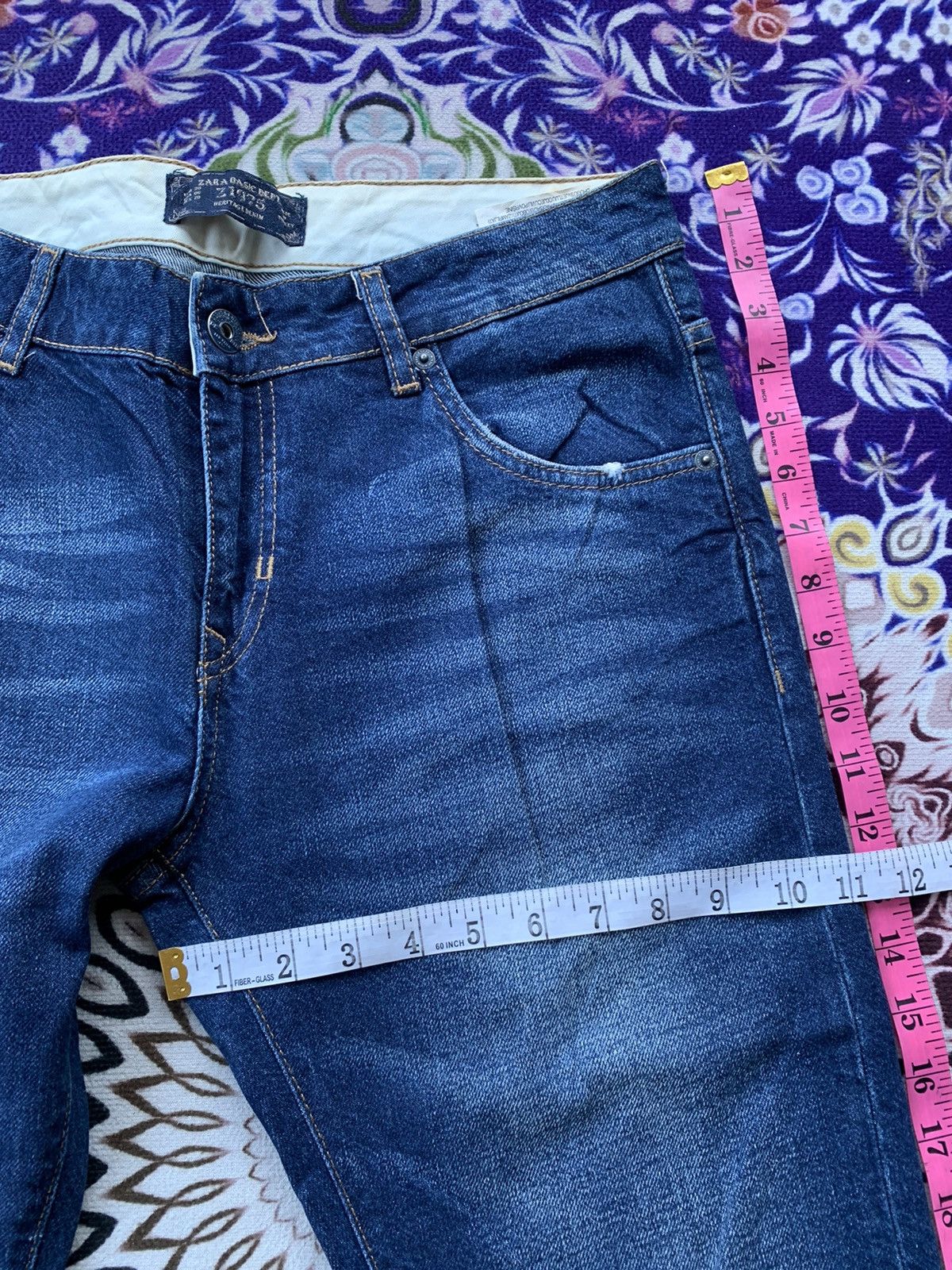 Designer Zara Faded Wash Denim Size US 33 - 15 Thumbnail