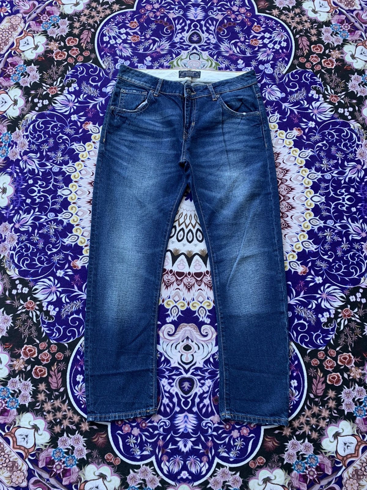 Designer Zara Faded Wash Denim Size US 33 - 1 Thumbnail