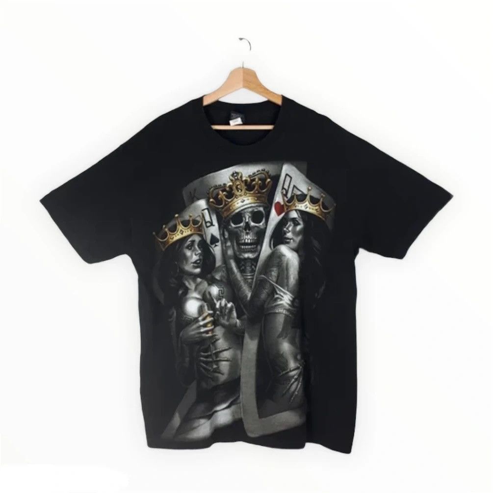 Vintage Vintage Joker King Skull Queens Gambler Tshirt Size US M / EU 48-50 / 2 - 1 Thumbnail