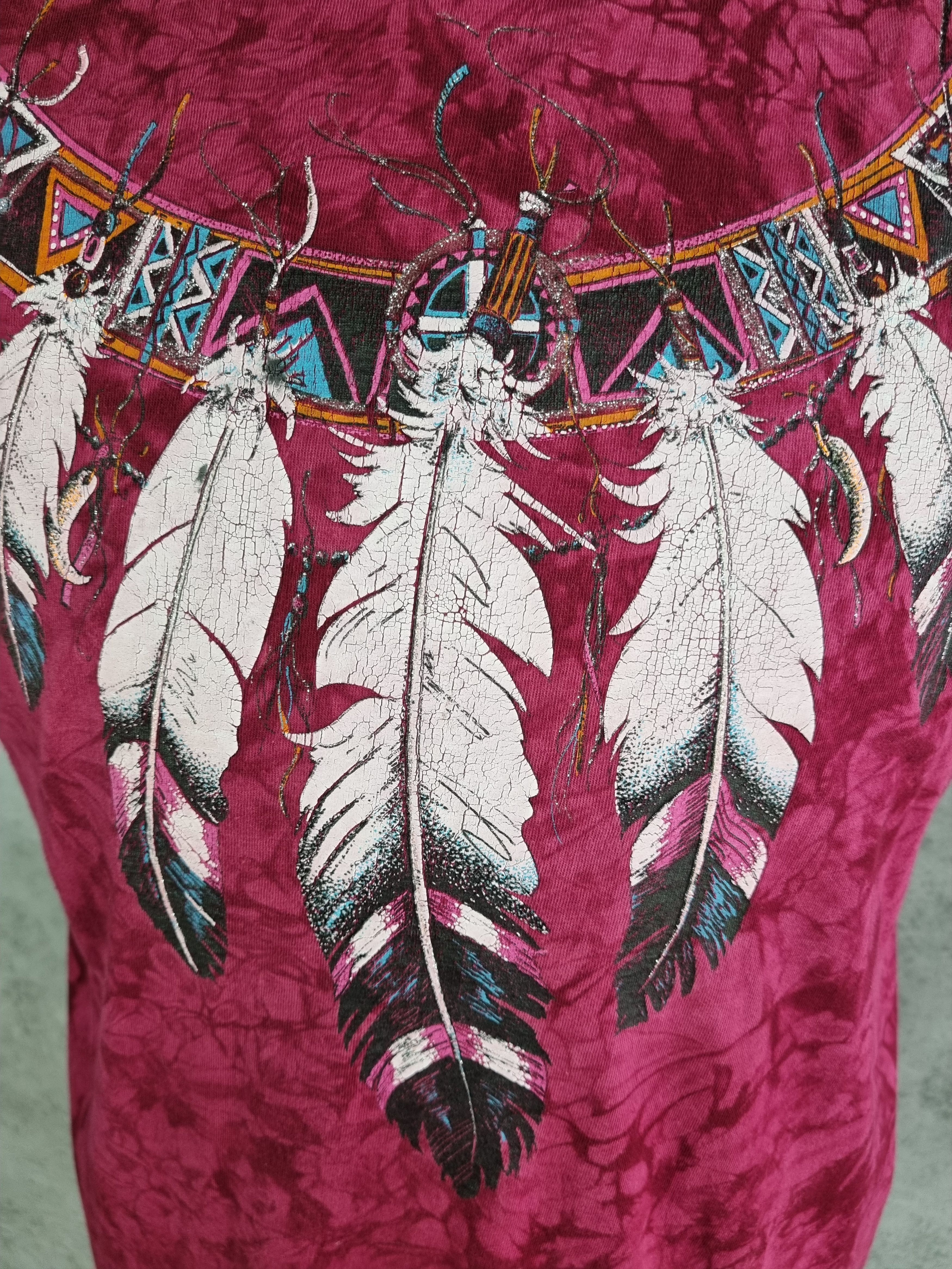 Native Single stitch 90s Vintage Native Americans Tye Dye Tee Size US L / EU 52-54 / 3 - 9 Thumbnail