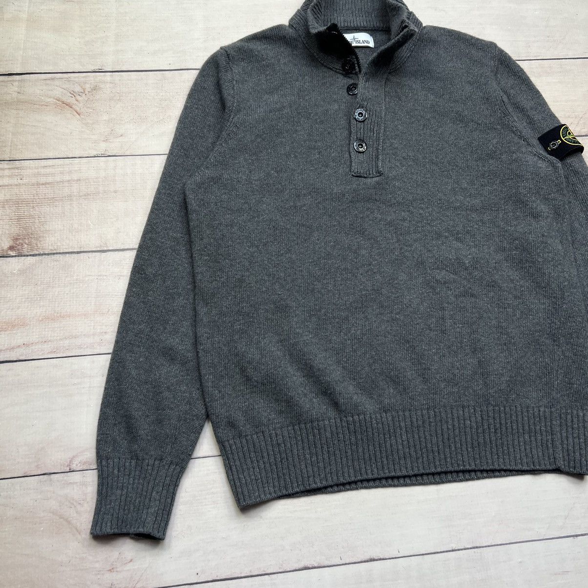 Stone Island Stone Island Grey Knitwear Sweater 1/4 Zip Button Ups Size US XL / EU 56 / 4 - 2 Thumbnail