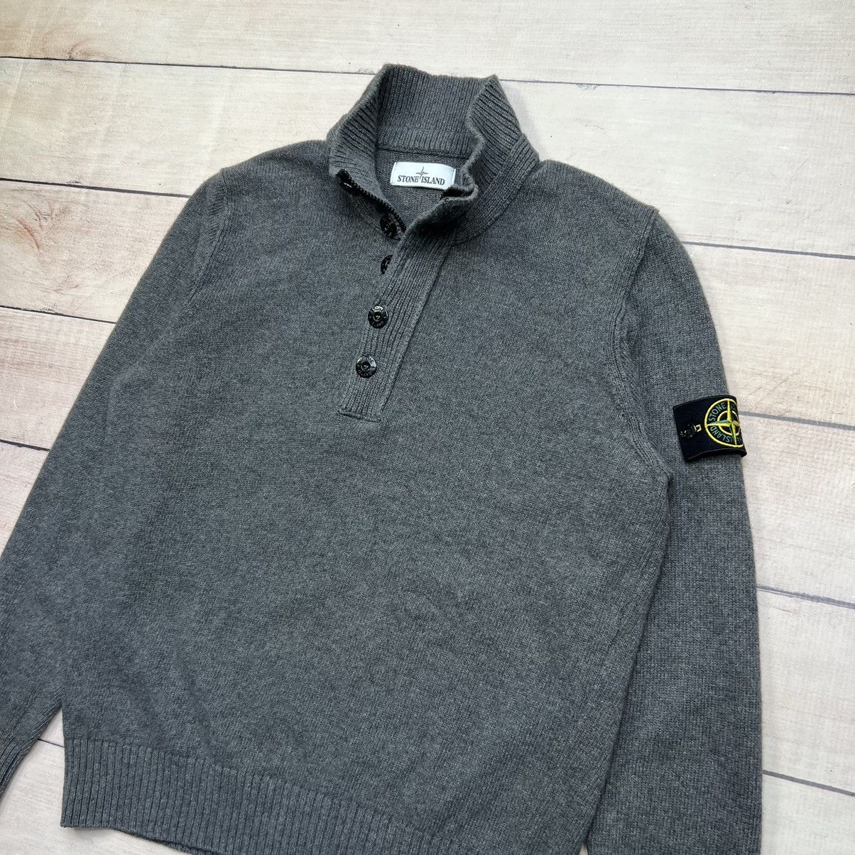 Stone Island Stone Island Grey Knitwear Sweater 1/4 Zip Button Ups Size US XL / EU 56 / 4 - 3 Thumbnail