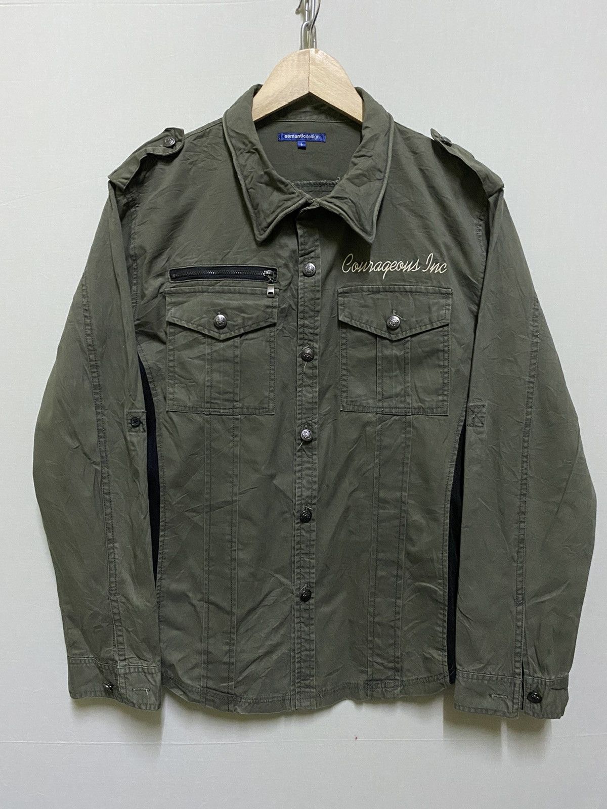 Japanese Brand Semantic Design Hybrid Shirt Embroidery Army Size US L / EU 52-54 / 3 - 1 Thumbnail