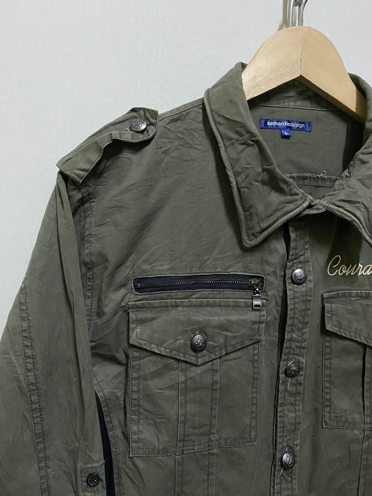 Japanese Brand Semantic Design Hybrid Shirt Embroidery Army Size US L / EU 52-54 / 3 - 2 Thumbnail