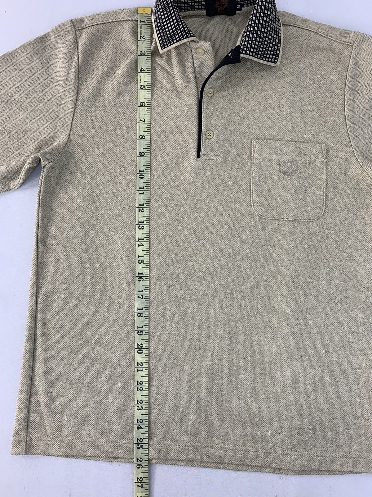 MCM 90s Hype MCM Legere Single Pocket Herringbone Polo Tee Size US M / EU 48-50 / 2 - 8 Thumbnail