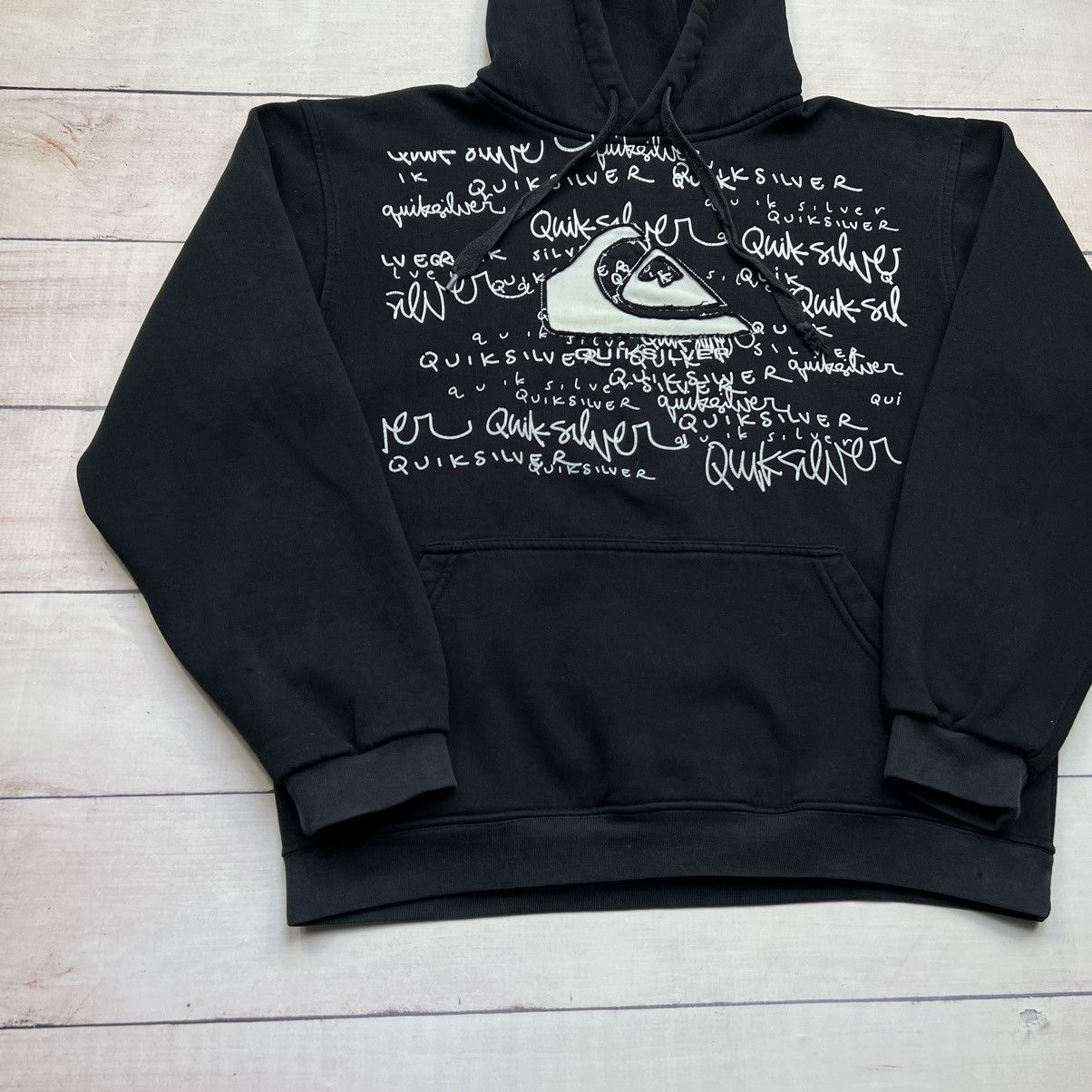 Quicksilver Vintage Quicksilver Quiksilver Black Hoodie Big Logo Size US M / EU 48-50 / 2 - 2 Thumbnail