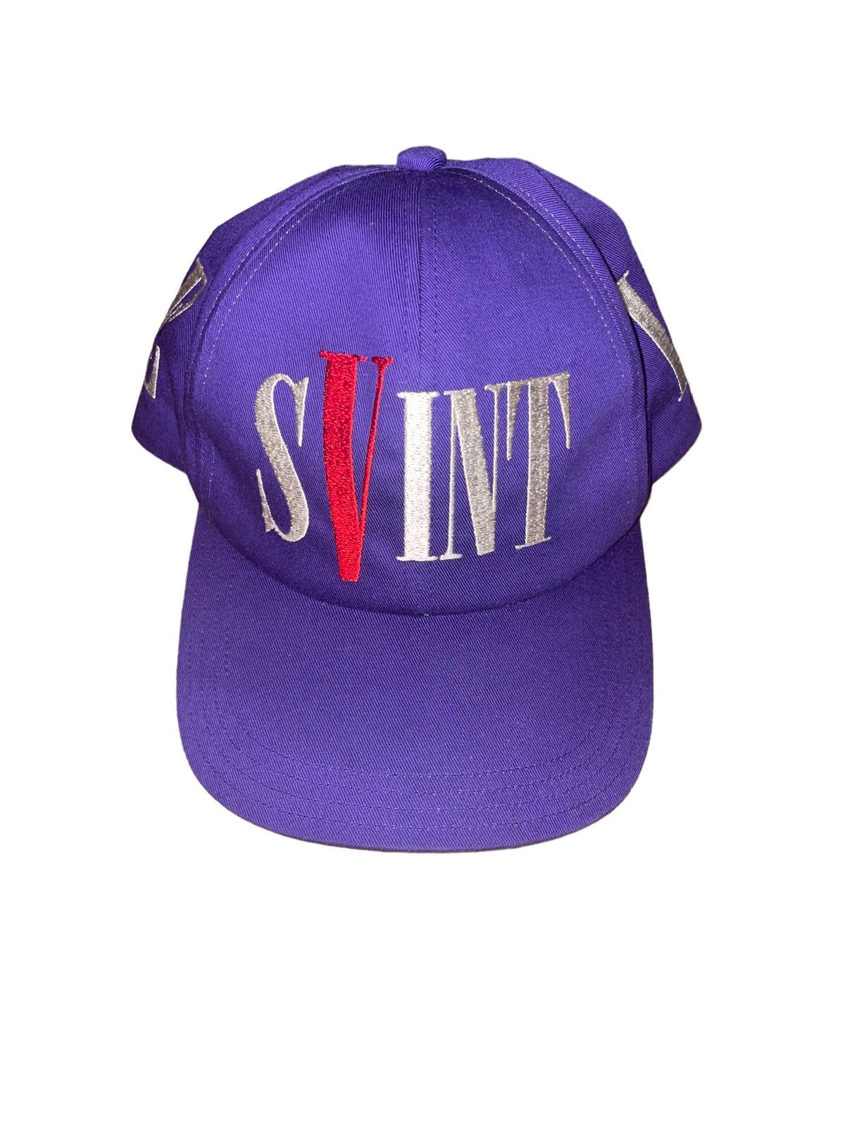 image of Saint Michael x Vlone Saint Micheal Vlone Embroidered Hat in Purple, Men's