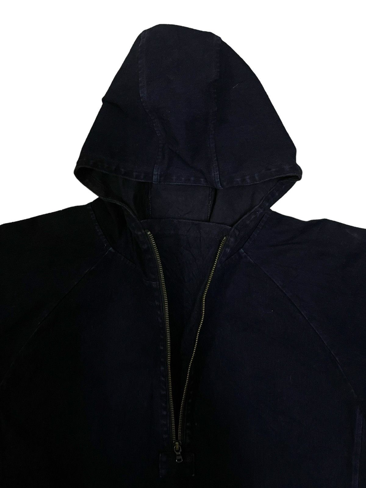 Japanese Brand Vintage Japanese Denim Half Zipper Hooded Jacket Size US M / EU 48-50 / 2 - 5 Thumbnail
