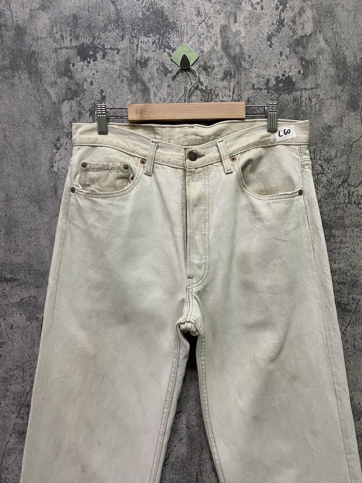 Levi's × Vintage Vintage 90s LEVIS 501 Dirty White Denim- L60 Size US 32 / EU 48 - 3 Thumbnail