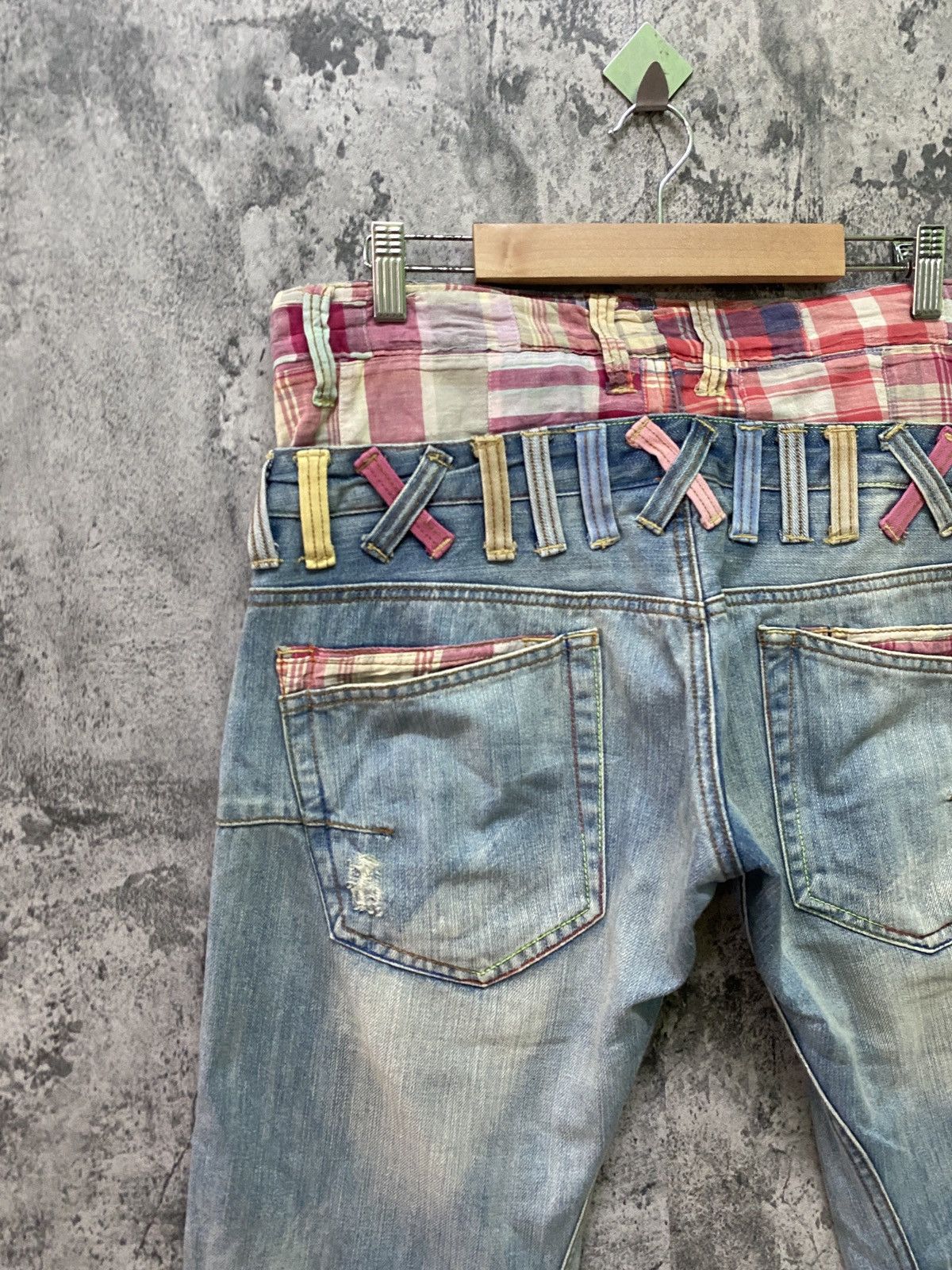 Japanese Brand DOMINATE HANDCRAFTED JEANS Double Waist Patchwork Jeans Size US 32 / EU 48 - 9 Thumbnail