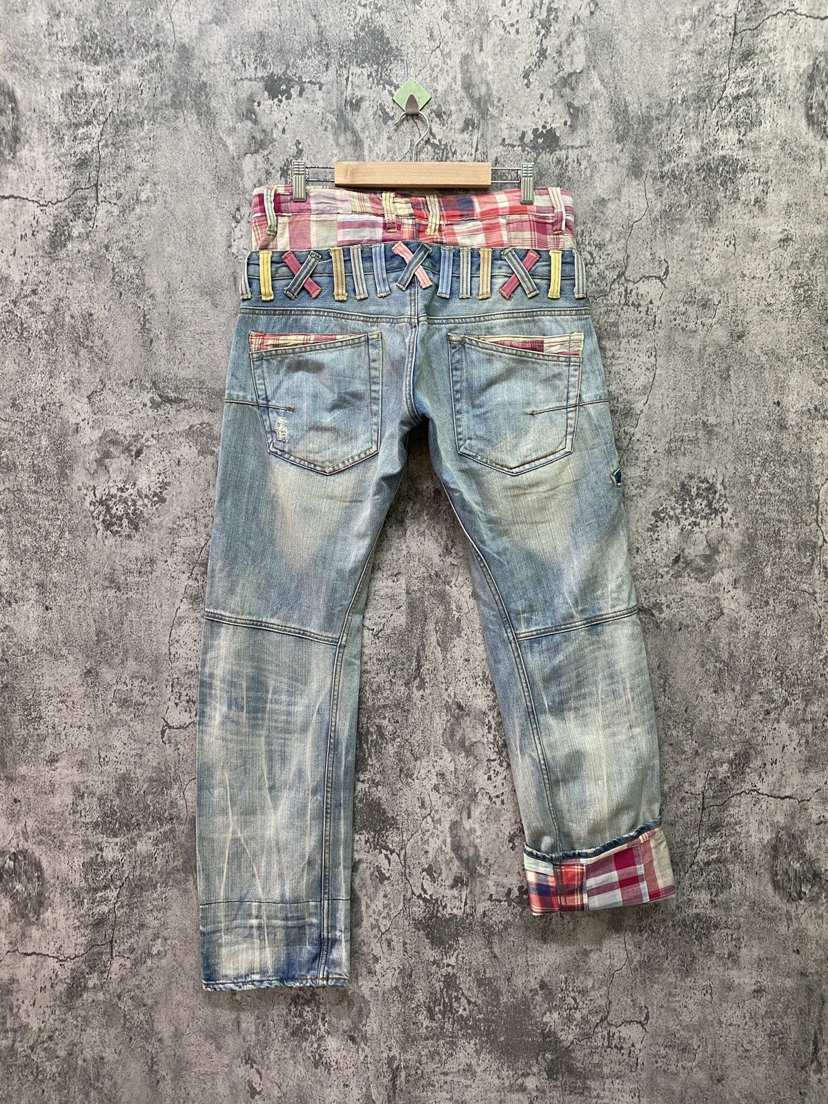 Japanese Brand DOMINATE HANDCRAFTED JEANS Double Waist Patchwork Jeans Size US 32 / EU 48 - 2 Thumbnail