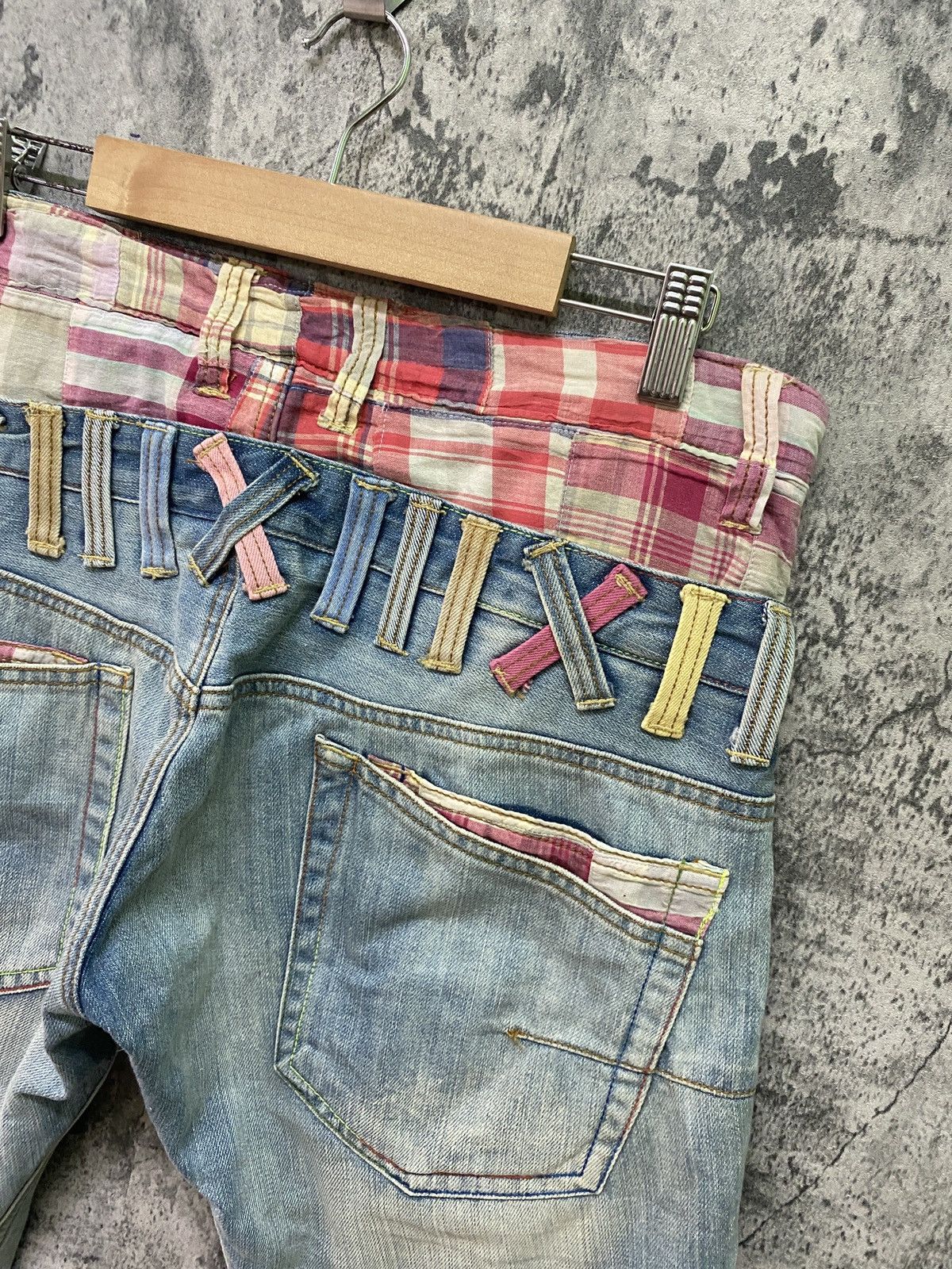 Japanese Brand DOMINATE HANDCRAFTED JEANS Double Waist Patchwork Jeans Size US 32 / EU 48 - 14 Thumbnail