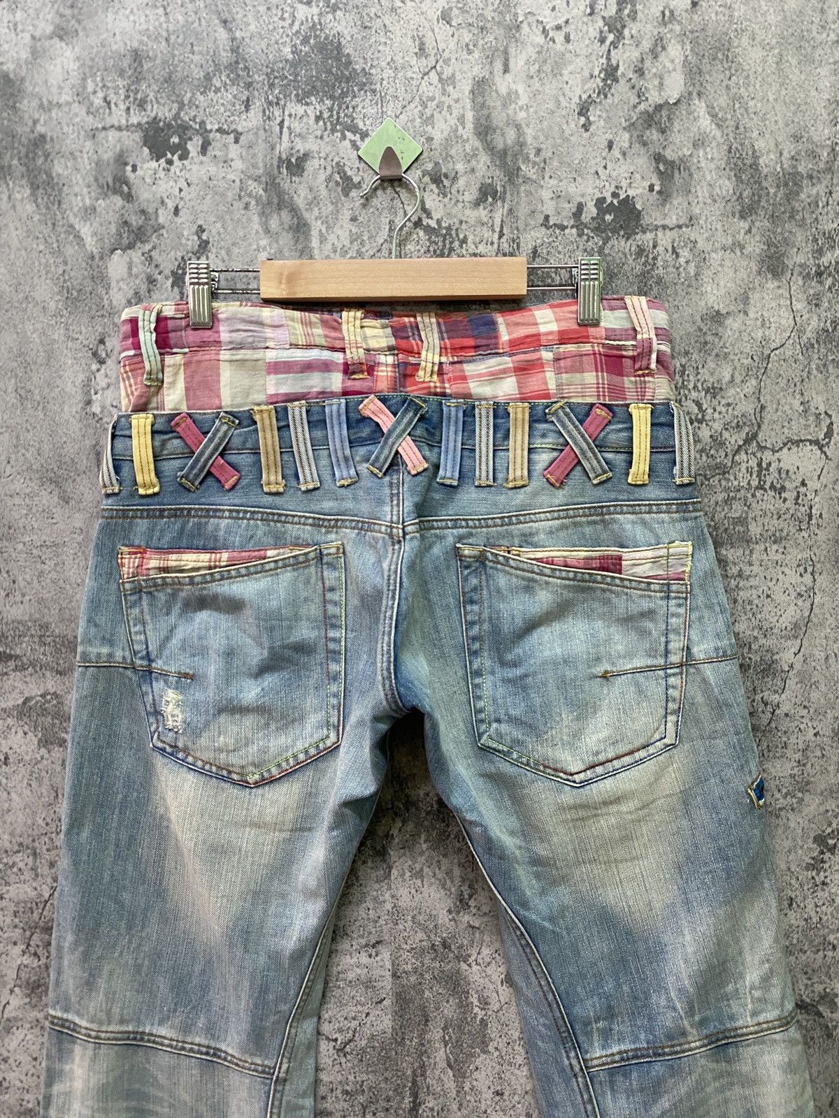 Japanese Brand DOMINATE HANDCRAFTED JEANS Double Waist Patchwork Jeans Size US 32 / EU 48 - 8 Thumbnail