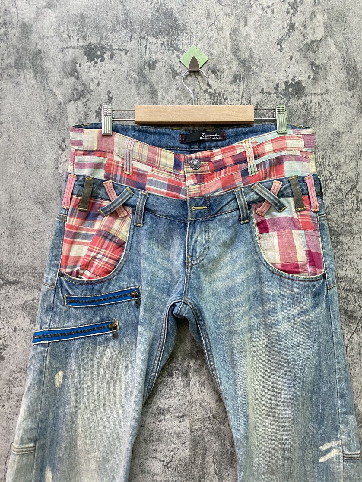 Japanese Brand DOMINATE HANDCRAFTED JEANS Double Waist Patchwork Jeans Size US 32 / EU 48 - 3 Thumbnail