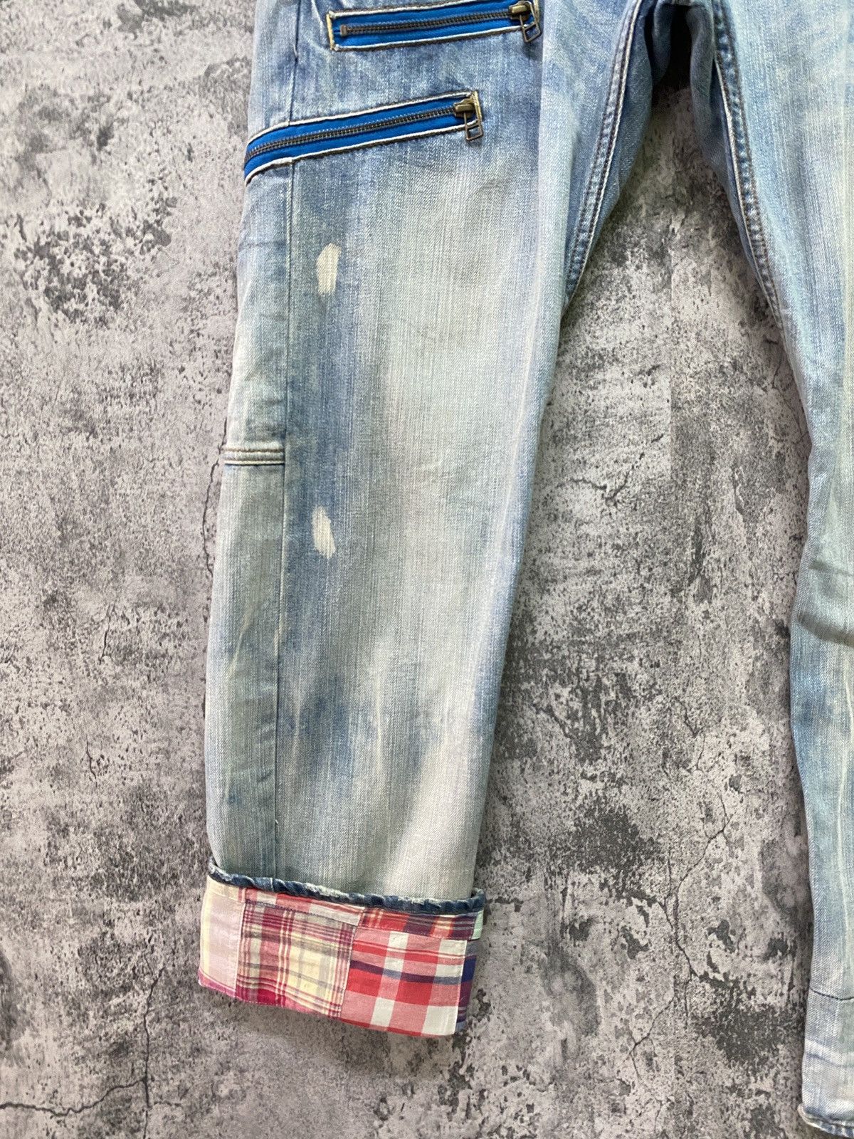 Japanese Brand DOMINATE HANDCRAFTED JEANS Double Waist Patchwork Jeans Size US 32 / EU 48 - 6 Thumbnail