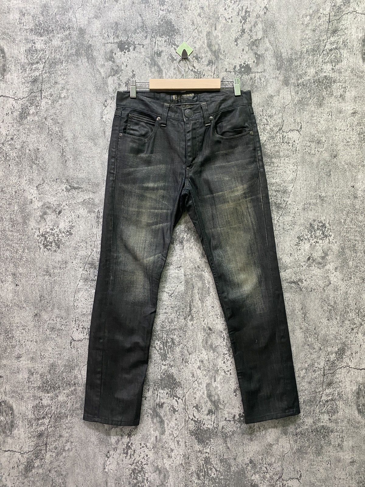 Japanese Brand Japanese BACK NUMBER Black Waxed Denim Size US 29 - 1 Thumbnail