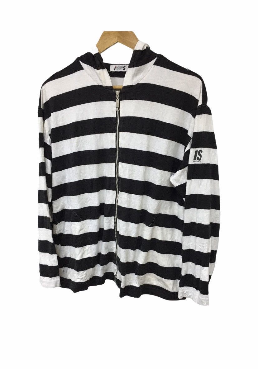 Issey Miyake 90'S I.S Issey SPORT border prisoner stripe hoodie Size US M / EU 48-50 / 2 - 2 Thumbnail