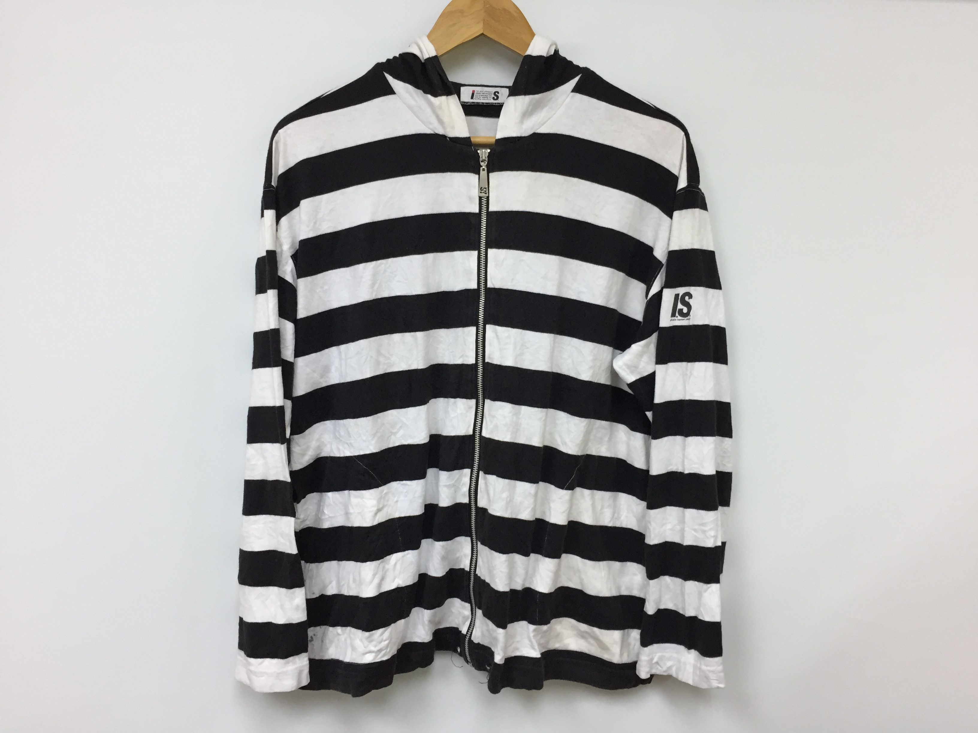 Issey Miyake 90'S I.S Issey SPORT border prisoner stripe hoodie Size US M / EU 48-50 / 2 - 3 Thumbnail