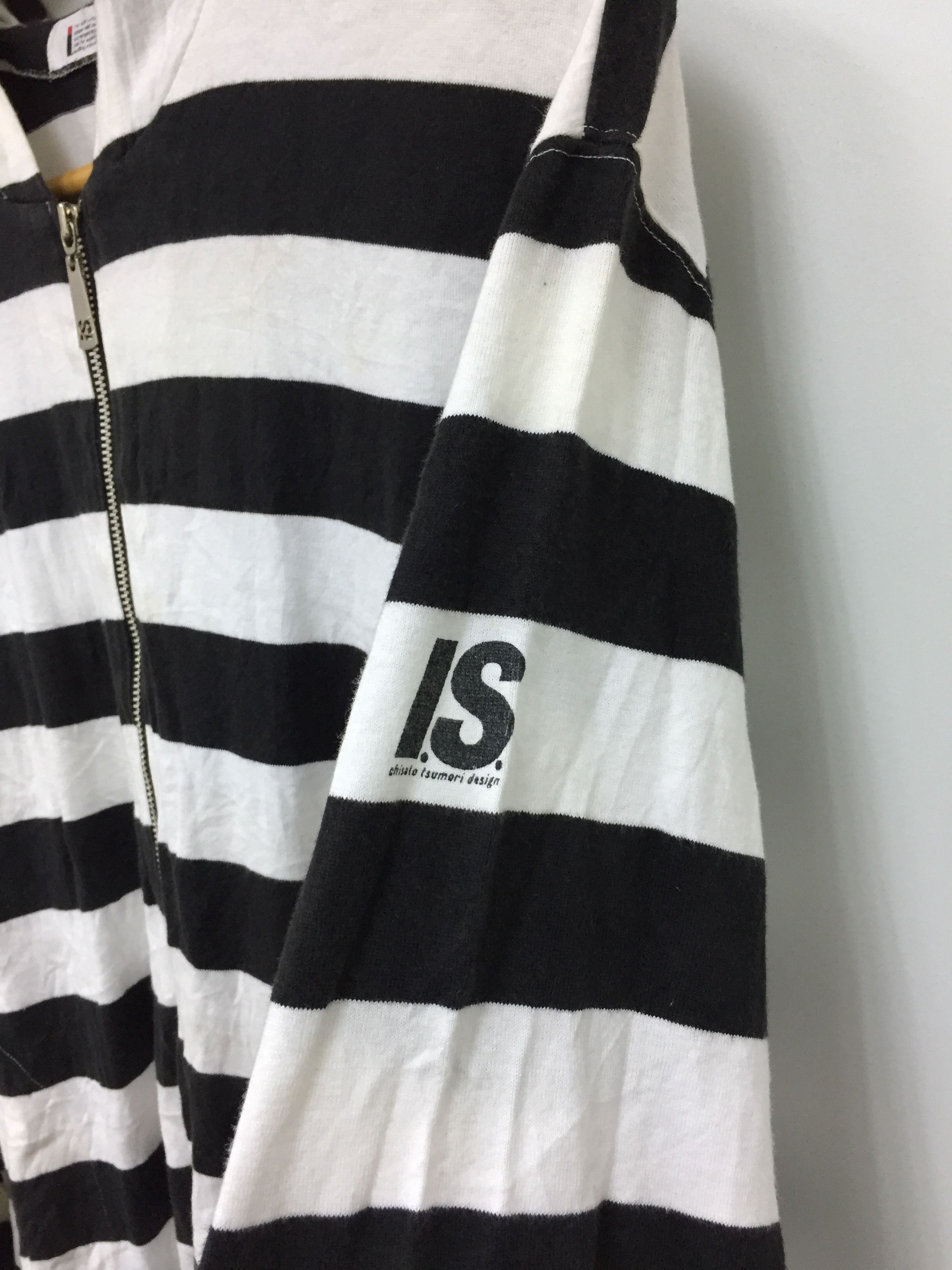 Issey Miyake 90'S I.S Issey SPORT border prisoner stripe hoodie Size US M / EU 48-50 / 2 - 4 Thumbnail