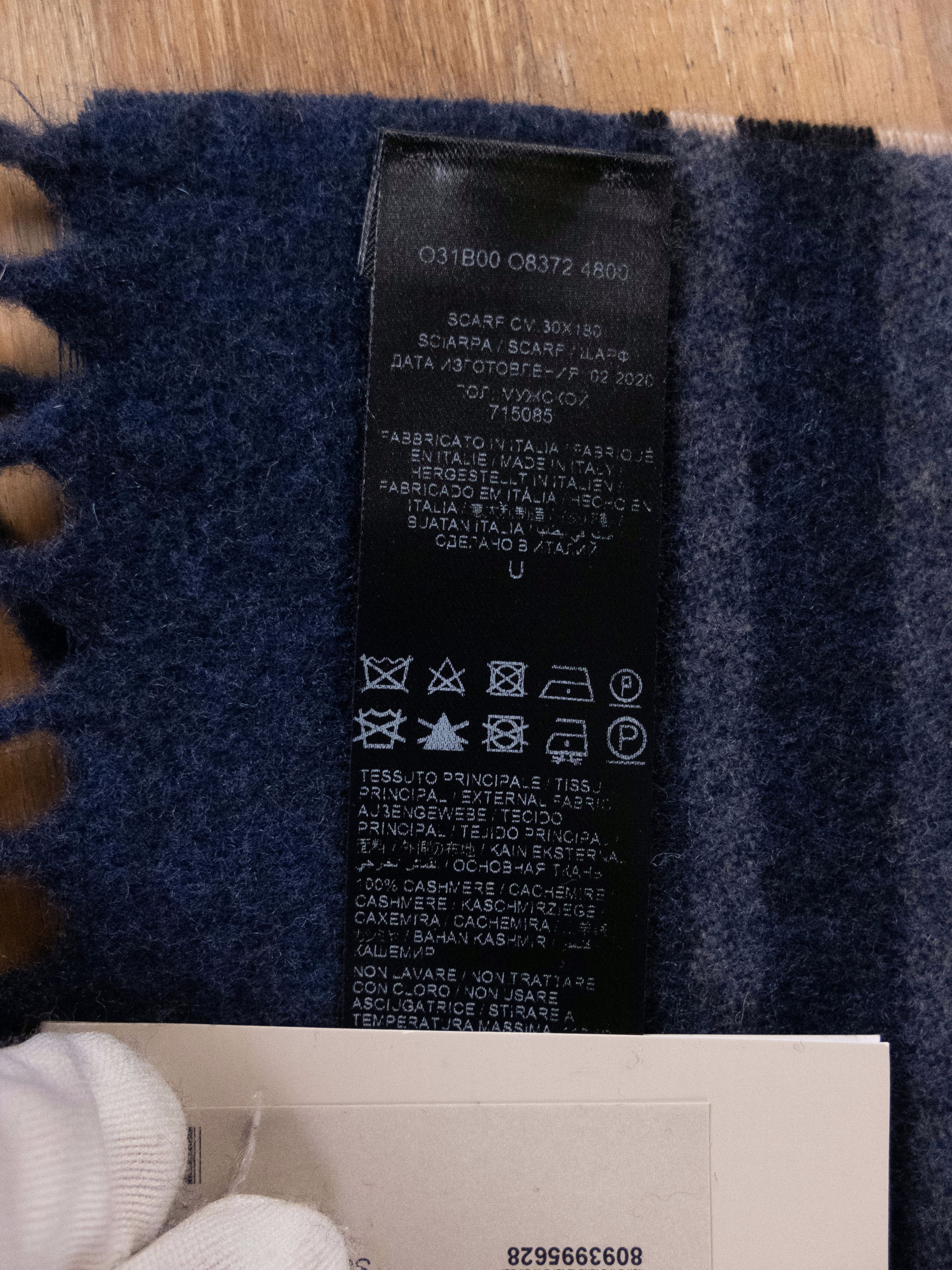 Brioni BRIONI blue logo embroidered cashmere scarf authentic Size ONE SIZE - 4 Thumbnail