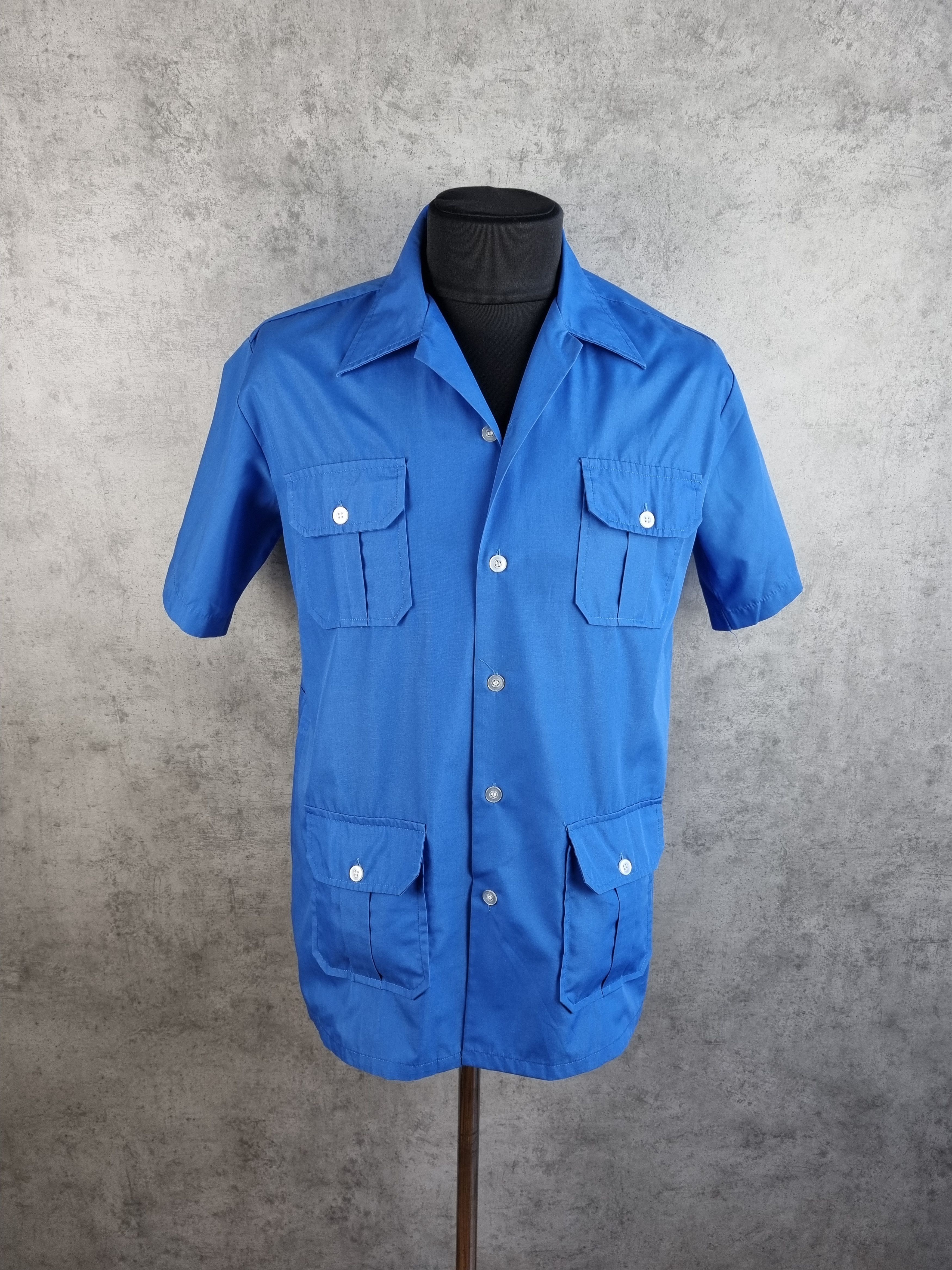 image of Avant Garde x Vintage 70's Savana Safari Hunting Shirt Saint Laurent Style in Bleu (Size Medium)