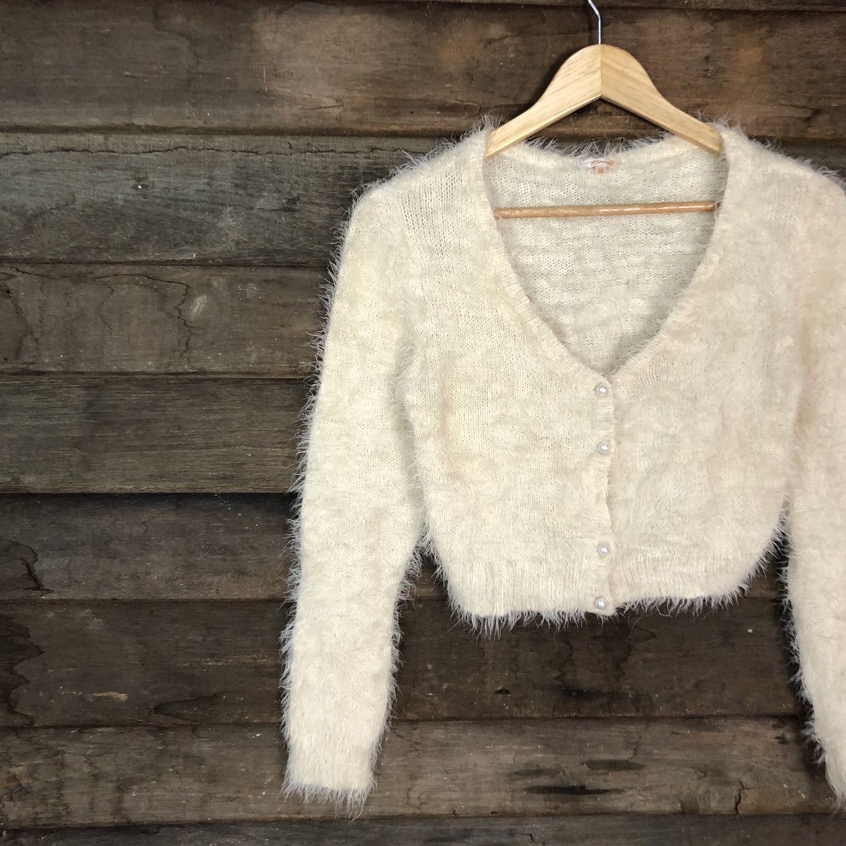 Homespun Knitwear DL Wallamania croptop Mohair Shag Shaggy Knitwear #c1091 Size S / US 4 / IT 40 - 7 Thumbnail