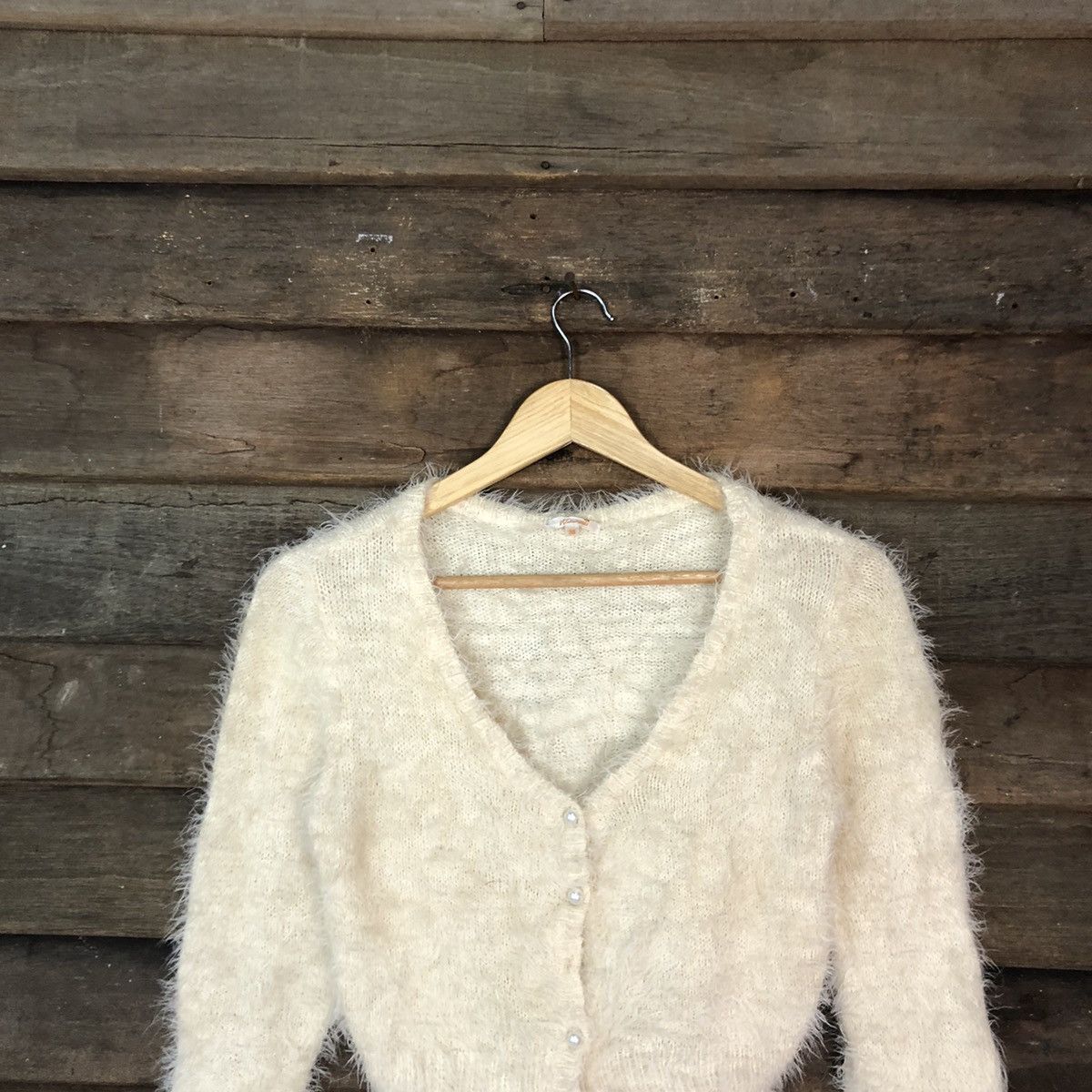 Homespun Knitwear DL Wallamania croptop Mohair Shag Shaggy Knitwear #c1091 Size S / US 4 / IT 40 - 2 Thumbnail