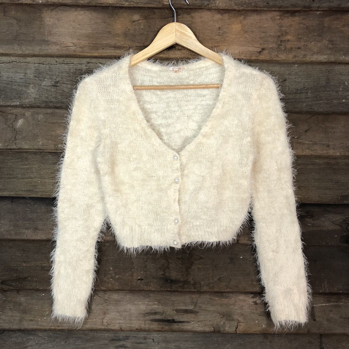 Homespun Knitwear DL Wallamania croptop Mohair Shag Shaggy Knitwear #c1091 Size S / US 4 / IT 40 - 8 Thumbnail