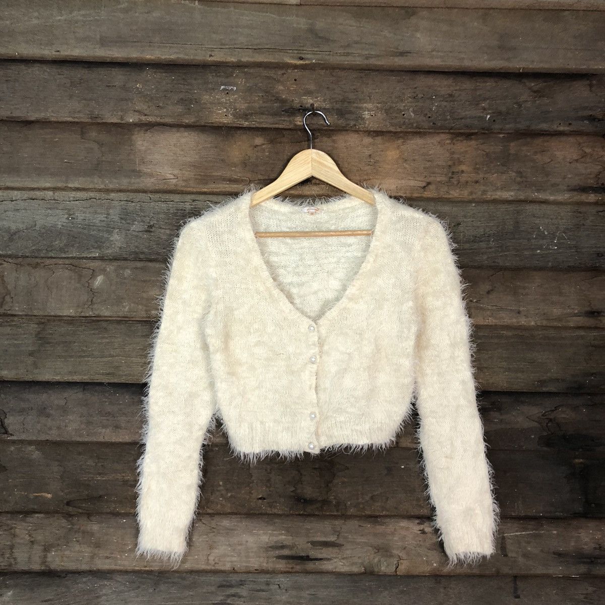 Homespun Knitwear DL Wallamania croptop Mohair Shag Shaggy Knitwear #c1091 Size S / US 4 / IT 40 - 3 Thumbnail