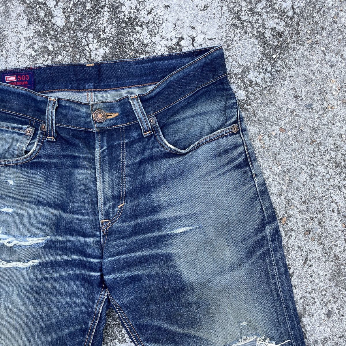 Edwin Vintage Edwin 505 Japan Distressed Denim Jeans Size US 33 - 2 Thumbnail